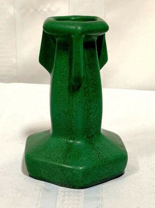 Weller Pottery,  Bedford Matt Green,  Buttressed Bud Vase Great Arts & Crafts Form