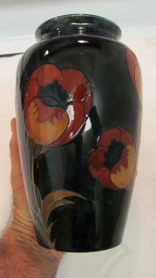 Vintage Moorcroft Big Poppy 8 inch vase circa 1920 ' s signed 2