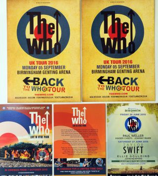 The Who Flyers X 5 - Back To The Who 51 2016 Tour - Hyde Park 2015 Etc