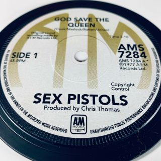 Sex Pistols.  Record Label Coaster.  God Save The Queen.  1977 Punk.  A&m Records