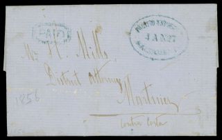 Pacific Express Co. ,  Sacramento City Oval And " Paid " 1856 Letter To Martinez Ca