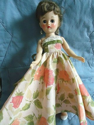 1958 Vintage Vogue Jill Long Strapless Apricot Flowered Gown (no Doll) Evc