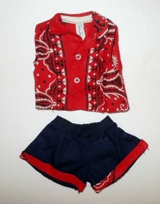 Vintage 16 " Terri Lee Doll Tagged Red Blouse Top & Navy Blue Shorts
