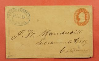 1850s Pacific Express Co Stationery Columbia Ca Cancel To Sacramento