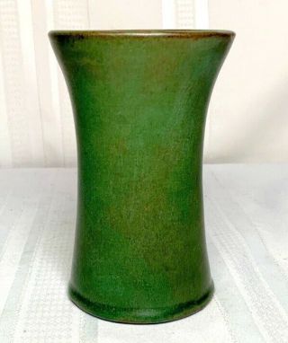 Peters & Reed,  Matte Green Corseted Vase,  Arts & Crafts Shape,  Htf Form