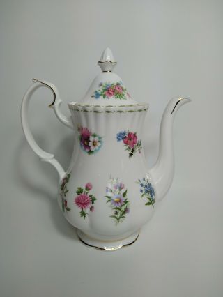 Htf Vintage Royal Albert Flower Of The Month Series Coffee Pot - 1984 Pls Read