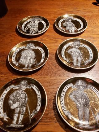 Real Vintage Fornasetti Italy Milano 6 Plates Military Police Soldiers