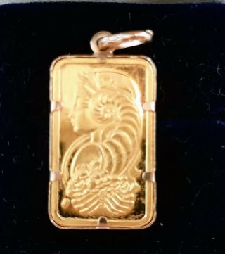 Pamp Suisse 5 Grams Gold.  9999 Fine Lady Fortuna Bar W 18k Pendant Frame
