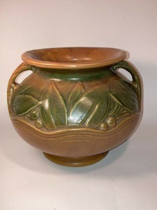 Vintage Roseville Pottery Brown Double Handle Vase,  Make Offer