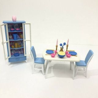 Vintage Barbie So Real So Now Dining Room With Accessories Doll House Furniture