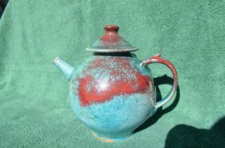Ben Owen Iii Chinese Red/blue Teapot