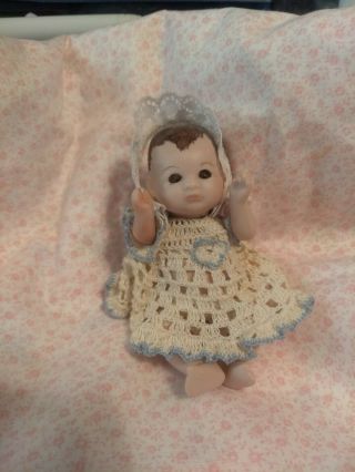 Porcelain Baby Doll 5 " Hand Painted,  Moveable Arms & Legs Made In Germany