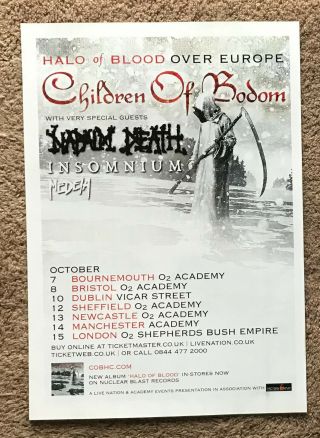 Cildren Of Bodom - Tour Dates 2013 Full Page Uk Mag Ad Napalm Death Insomnium