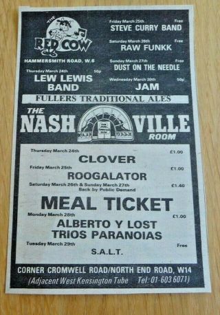 The Jam March 1977 Red Cow London Gig Advert Cutting