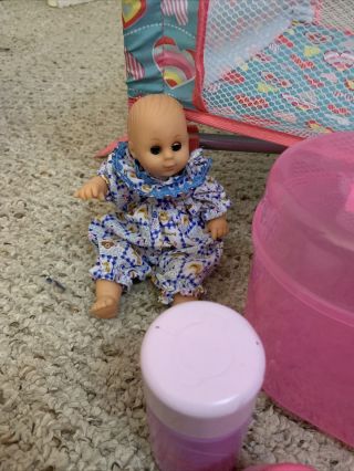 Baby Doll Cribe,  2 Baby Dolls,  And Accessories With A Pink Box 3