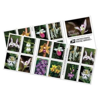 Wild Orchids Usps Forever Stamp,  5 Booklets Of 20 Stamps Each,  Total 100 Stamps