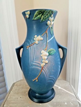 Roseville Pottery ca.  1947 LARGE Snowberry Pattern Handled Vase IVI - 12 5