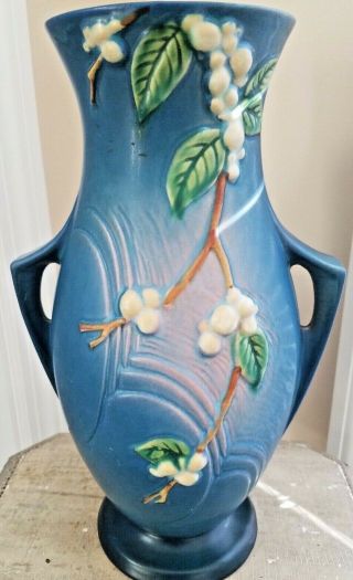 Roseville Pottery ca.  1947 LARGE Snowberry Pattern Handled Vase IVI - 12 6