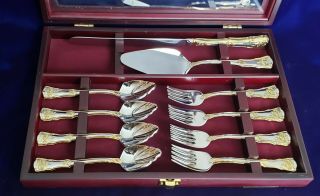 Royal Albert Old Country Roses 18 Piece Stainless Desert Flatware In Chest