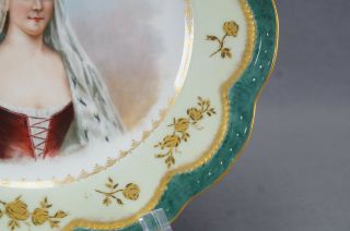 Haviland Limoges Sevres Style Hand Painted Lady Portrait Gold Rose Green Plate 5