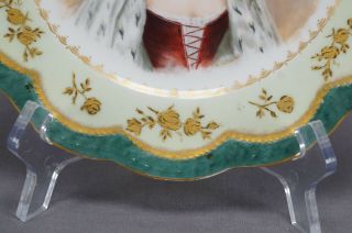 Haviland Limoges Sevres Style Hand Painted Lady Portrait Gold Rose Green Plate 6