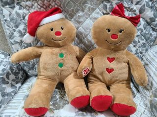 Build A Bear Gingerbread Boy And Girl Set Stuffed Plush Bab