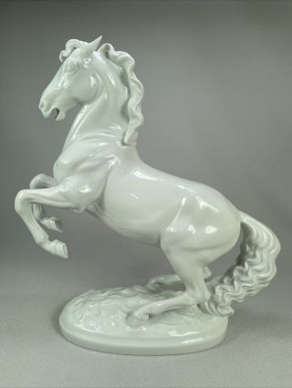 Augarten Wien Royal Vienna Porcelain Figurine Of A Rearing Horse,  10 " Tall