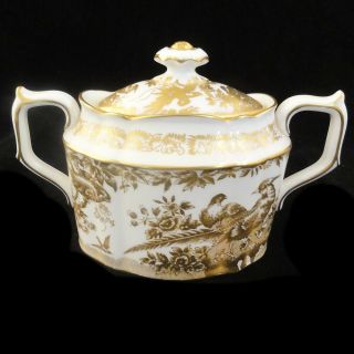 Gold Aves Royal Crown Derby Covered Sugar Bowl 3.  8 " Made England