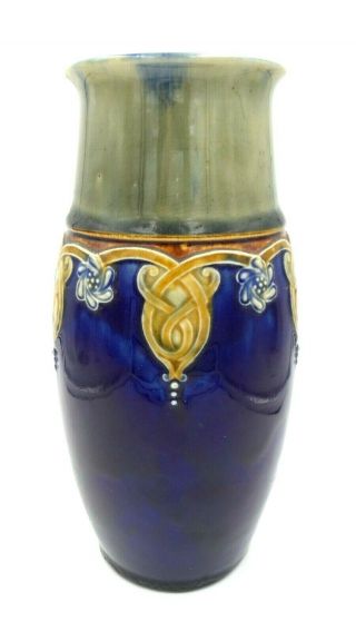 Vintage 1902 - 1922 Doulton Lambeth Art Nouveau Cobalt Blue Art Pottery Vase