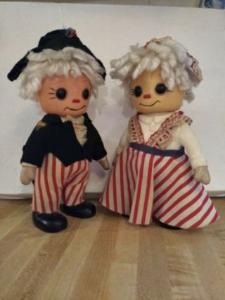 Vintage 1974 Raggedy Ann And Andy Colonial Coin Bank Set By Royalty Industries,