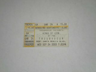Kings Of Leon Concert Ticket Stub - 2003 - Youth & Young Manhood - Troubadour - Ca