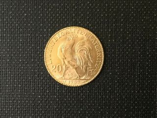 1909 French Rooster 20 Francs Gold Coin - Uncirculated