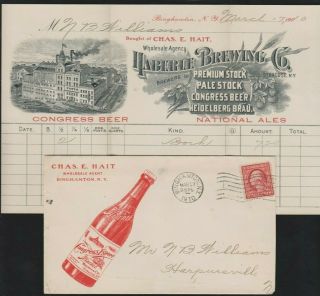 Haberle Brewing Co.  Congress Express Beer,  Syracuse Ny,  1910 Cover & Invoice