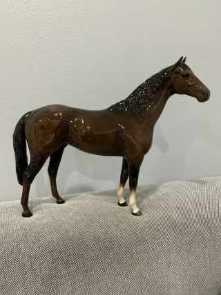 Vintage Beswick England Brown Hunter Horse Porcelain Figurine Arthur Gredington