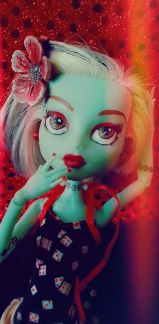 Ooak Custom Repaint Monster High Frankie Stein Skull Shores Doll And Accessories