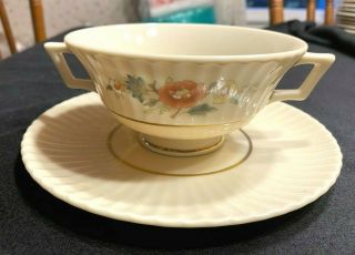 Set Of 8 Rare Lenox Temple Blossom Cream Soup Bowls & Underplates Exc.