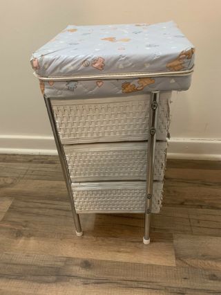 Vintage White Wicker Doll Changing Table with padded top by Badger Basket Co 2