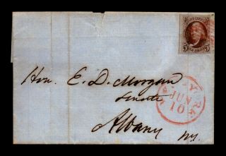 Us Sc 1 On Cover Ny To Albany / Crease Through Stamp - L22732