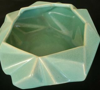 Muncie Ruba Rombic 1928 Seagreen Aqua Console Bowl 306 - 9 Cubism
