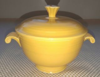 Vintage Fiesta Ware Yellow Covered Onion Soup Bowl