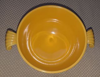 Vintage Fiesta Ware Yellow Covered Onion Soup Bowl 2
