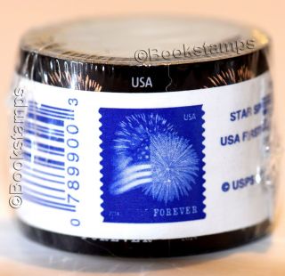 100 Forever Stamps Star Spangled Banner 4th Of July Us Flag Fireworks Coil Roll