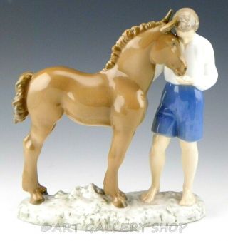 B&g Bing & Grondahl Figurine 2195 Boy With Foal Horse By Axel Locher