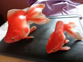 Two Vintage Noritake Bone China Nippon Toki Red Fantail Goldfish Koi Figurine