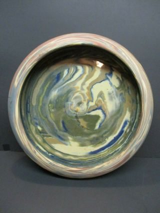 Large Vintage Niloak Pottery Mission Swirl Console Low Bowl Circa.  1925 - 1930 12 "