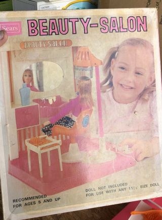 Vintage Sears Barbie Beauty Salon Set Mirror,  Hair Dryer Vanity Make Up Japan