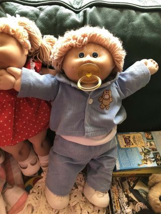 Vintage Cabbage Patch Kids 17” Boy Doll With Pacifier Corduroy Outfits