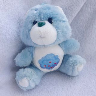 Vintage 1983 Kenner Grumpy Care Bear Blue Plush Rain Cloud Hearts Sitting Pose