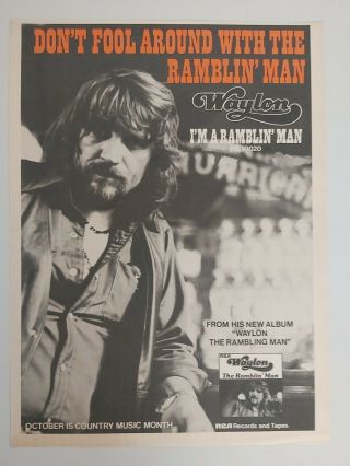 Waylon The Ramblin Man Usa Billboard Trade Advert / Poster