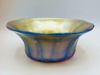 Signed L.  C.  Tiffany Favrile Iridescent Art Glass Bowl c.  1900 registry number 5 2